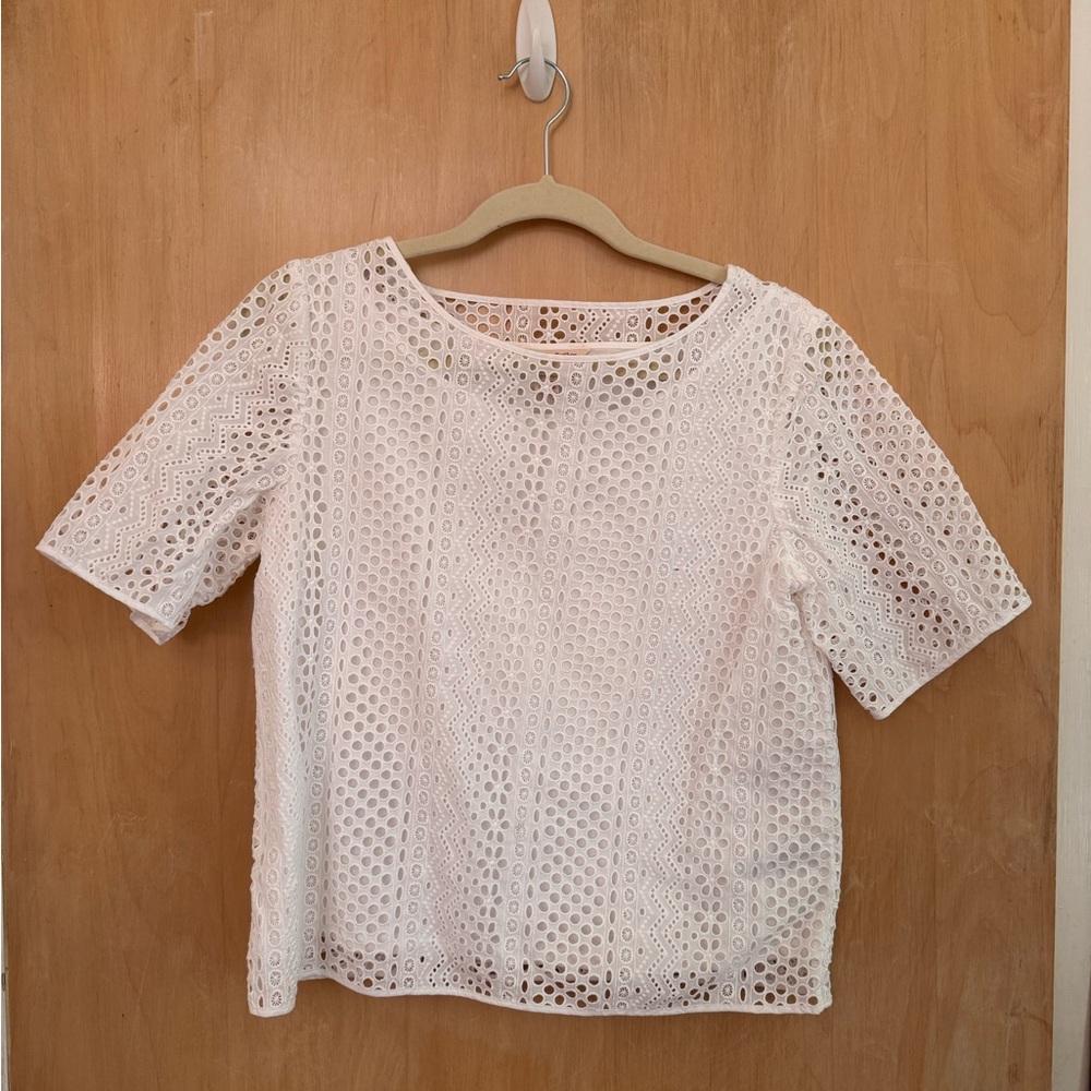 Brooks Brothers White Eyelet Blouse - Size 10